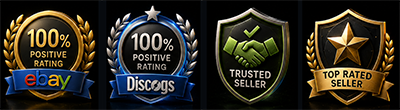 100% positive eBay and Discogs ratings, trusted seller and top rated seller badges