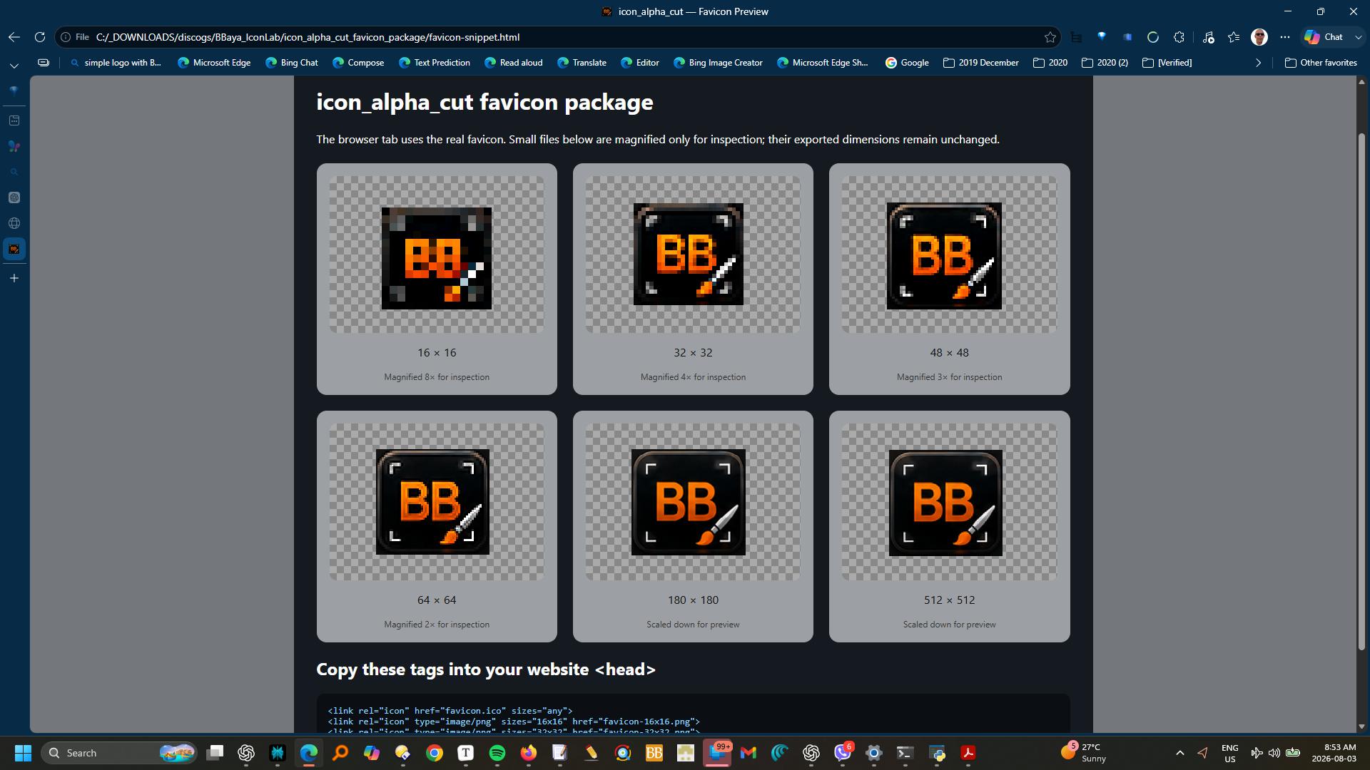 Generated favicon package