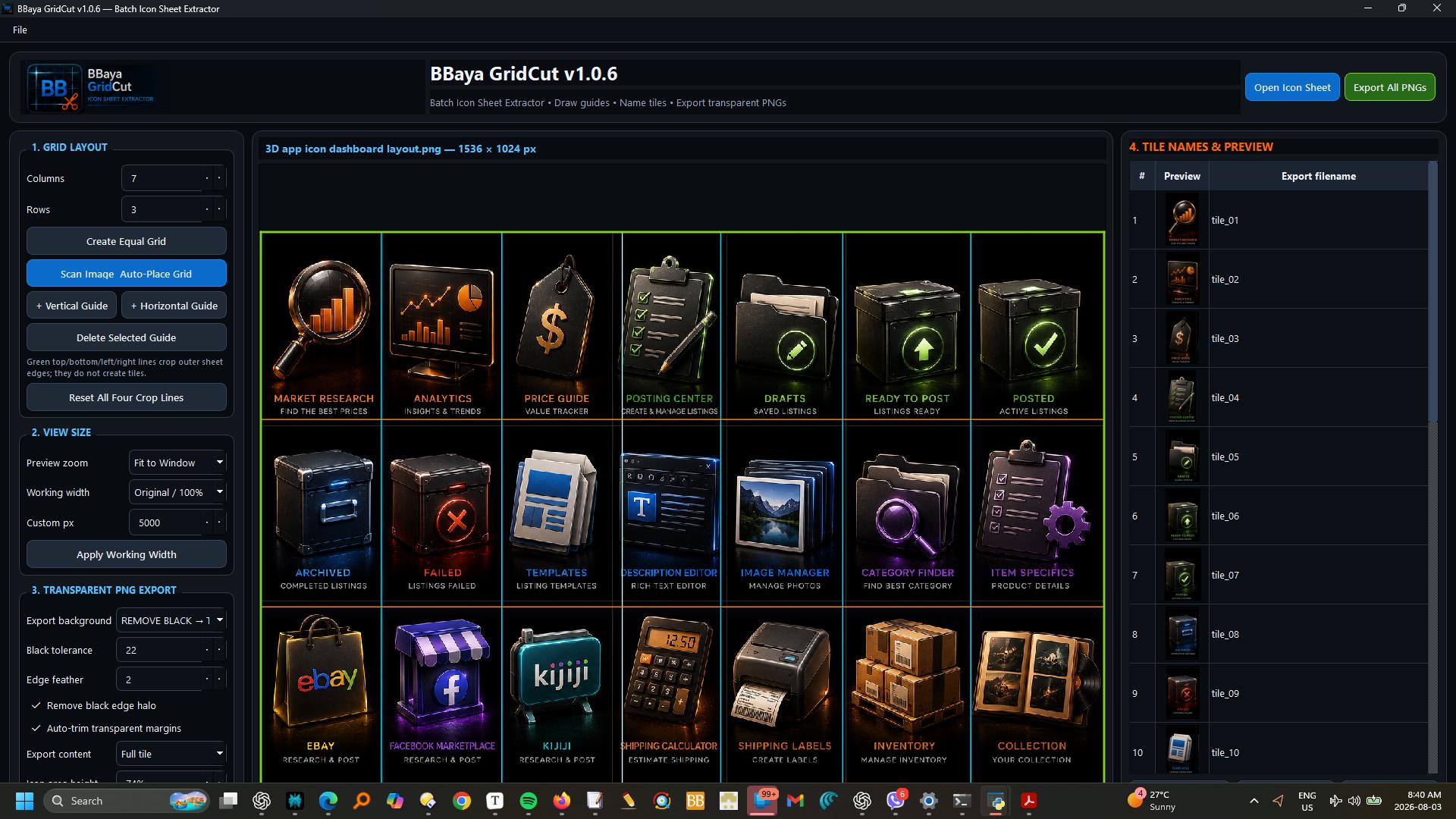 BBaya GridCut program interface